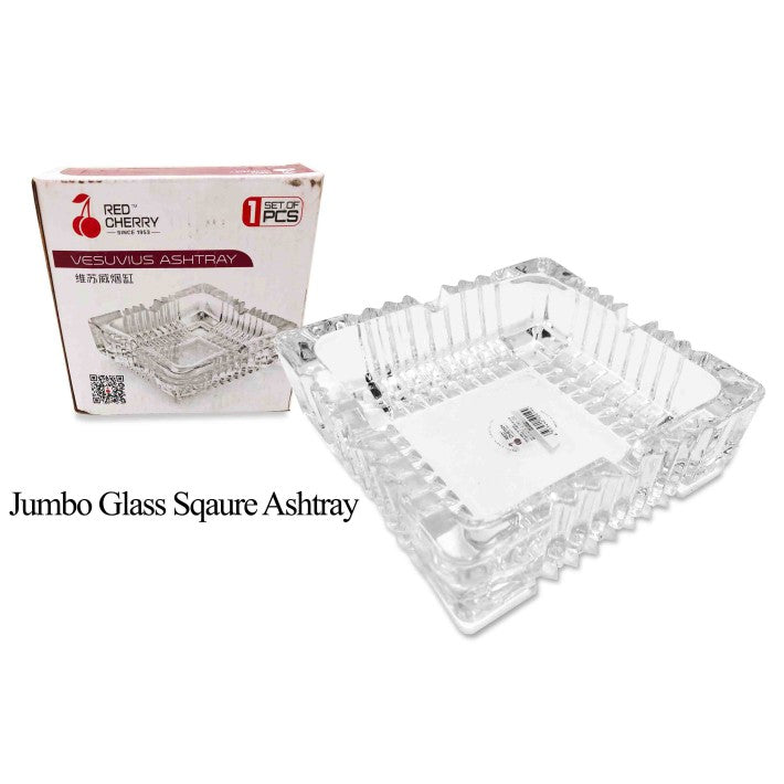 RED CHERRY 7" SQUARE GLASS ASHTRAY. YG8016-1 \\\KD30917
