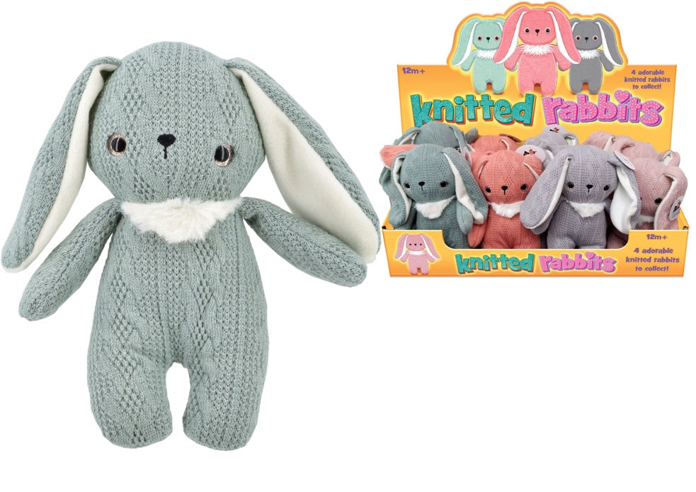 ASSORTED COLOUR KNITTED BUNNY / RABBITS SOFT TOY 14CM. TY1420 \\\KD30951