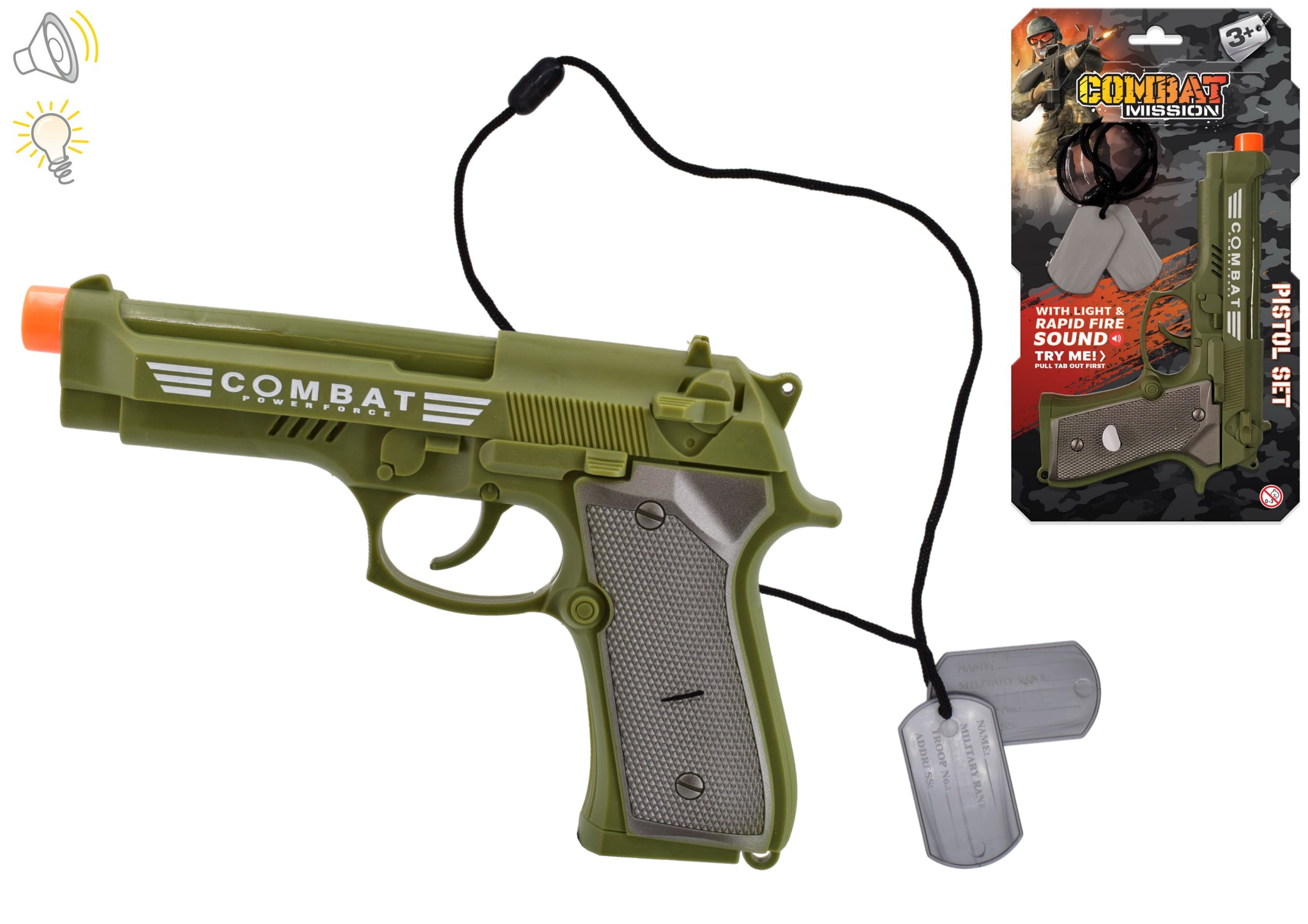 COMBAT MISSION HAND PISTOL WITH LIGHT & SOUND. TY0625 \\\KD30968
