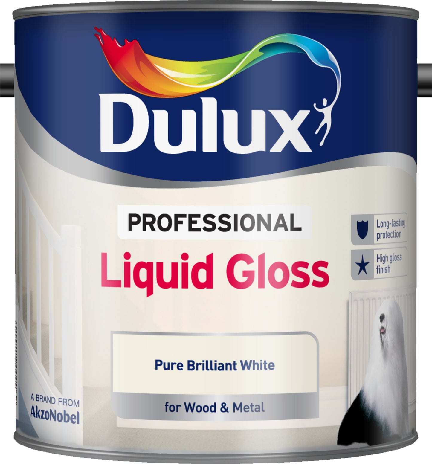 DULUX PROFESSIONAL NON DRIP GLOSS PAINT 2.5L - PURE BRILLIANT WHITE. 5091043 \\\KD31003