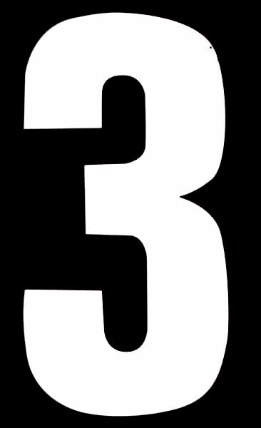 ROWAN HIGH VISIBILITY WHITE WHEELIE BIN STICKER NUMBER - 3. NO.3 \\\KD31026