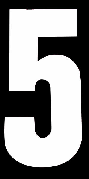 ROWAN HIGH VISIBILITY WHITE WHEELIE BIN STICKER NUMBER - 5. NO.5 \\\KD31028