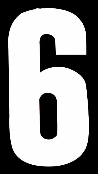 ROWAN HIGH VISIBILITY WHITE WHEELIE BIN STICKER NUMBER - 6. NO.6 \\\KD31029