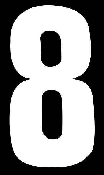 ROWAN HIGH VISIBILITY WHITE WHEELIE BIN STICKER NUMBER - 8. NO.8 \\\KD31031