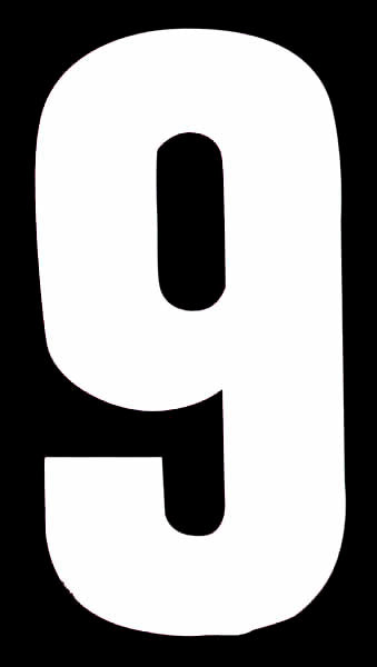 ROWAN HIGH VISIBILITY WHITE WHEELIE BIN STICKER NUMBER - 9. NO.9 \\\KD31032