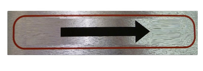 HIGH BRUSHED METALLIC SELF ADHESIVE "ARROW" SIGN 17 X 4CM. ARROW \\\KD31065