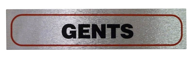 HIGH BRUSHED METALLIC SELF ADHESIVE "GENTS" SIGN 17 X 4CM. GENTS \\\KD31066