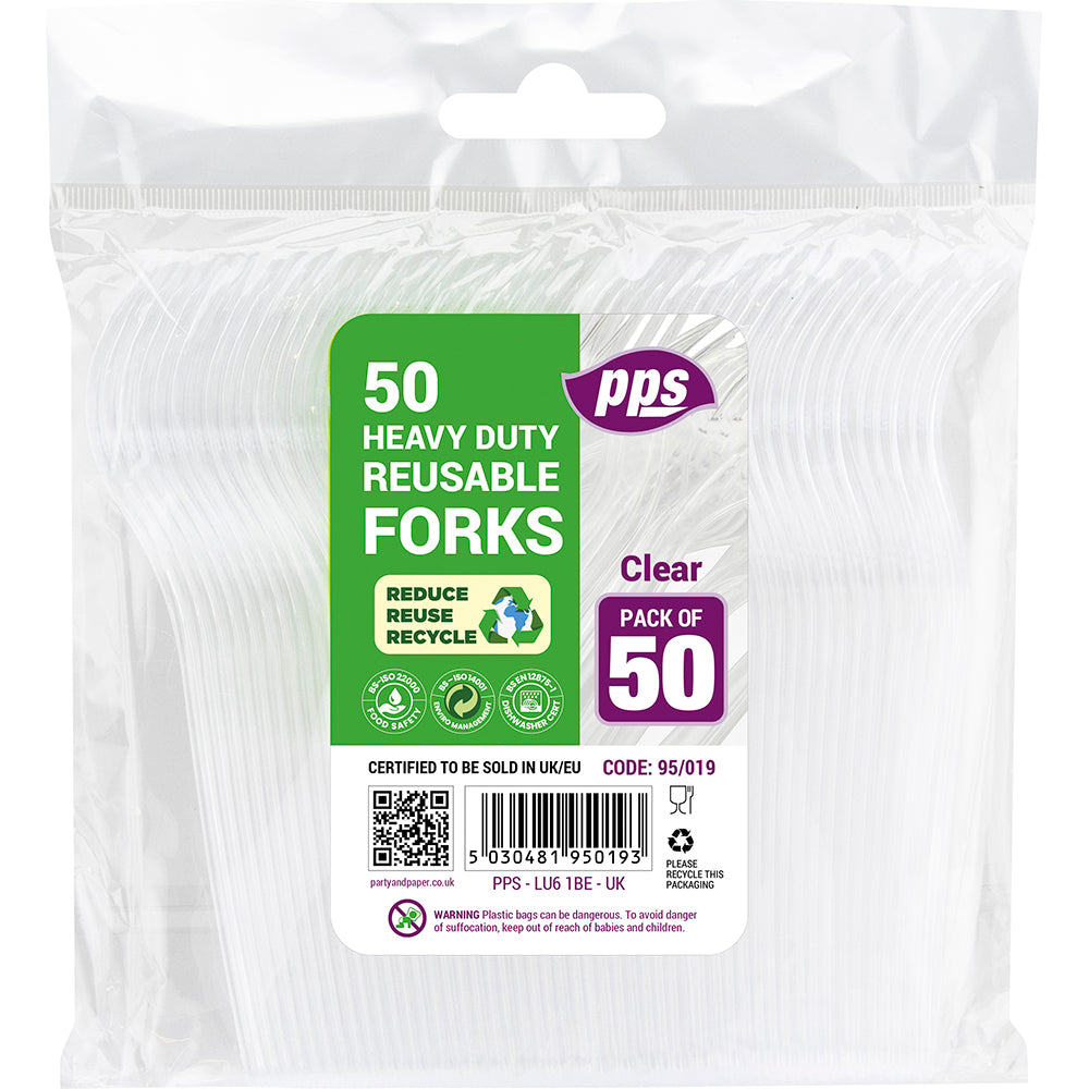 PPS HEAVY DUTY CLEAR PLASTIC FORKS 50/PK. PPS95019 \\\KD31155