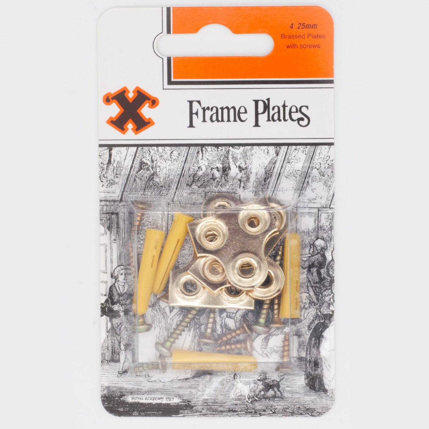 SHAW X BRASSED PLATED SLOTTED GLASS / FRAME PLATES 25MM 4/PK. FS12860 \\\KD31171