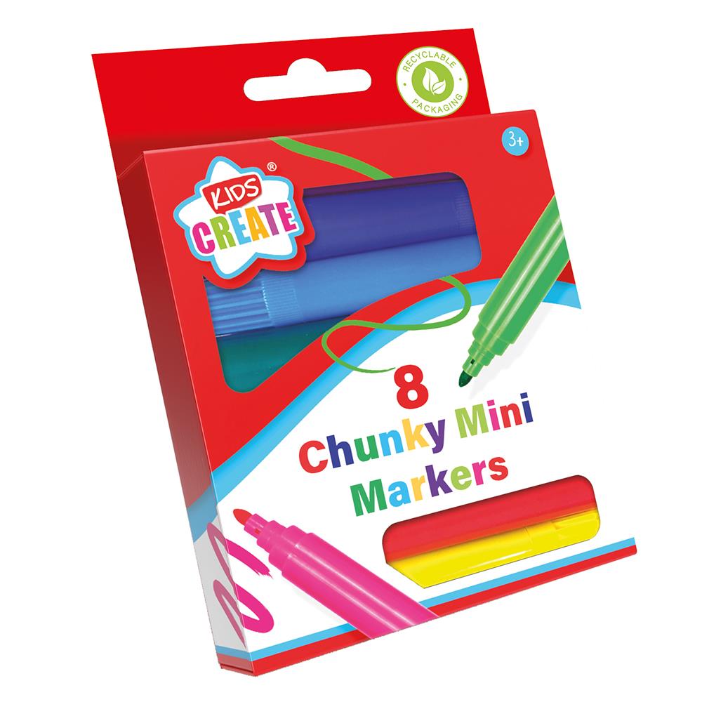 KIDS CREATE CHUNKY MINI MARKERS 8/PK. PENT/2 \\\KD31209
