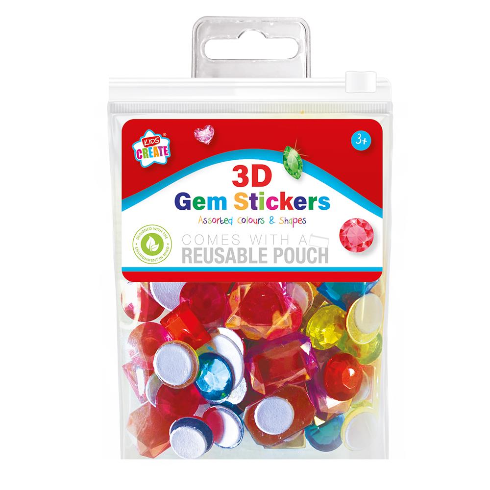 KIDS CREATE ASSORTED COLOURS AND SHAPES 3D GEM STICKERS. GESA/1 \\\KD31211