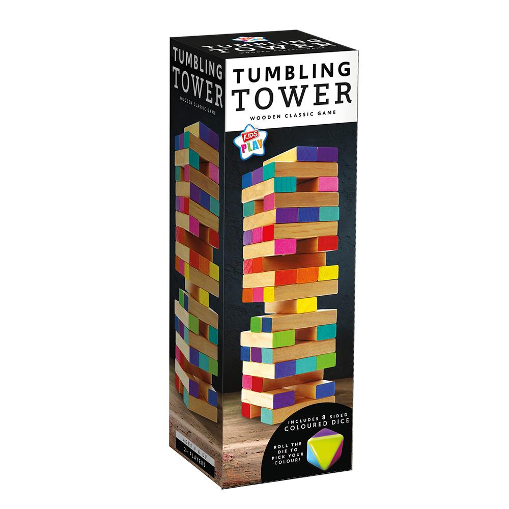 KIDS PLAY CLASSIC COLOURED WOODEN TUMBLING TOWER GAME. JENG \\\KD31221