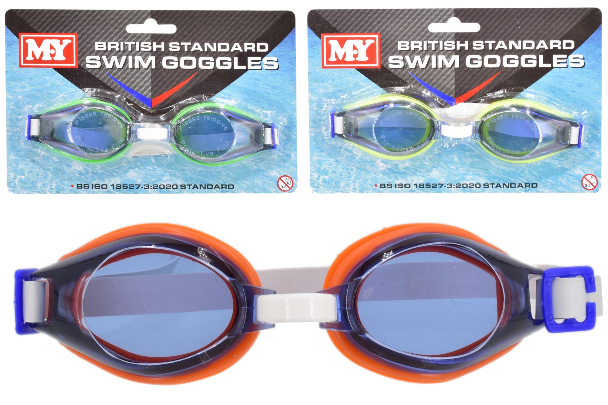 M.Y BRITISH STANDARD  ASSORTED COLOUR SWIMMING GOGGLES. TY9908 \\\KD31242