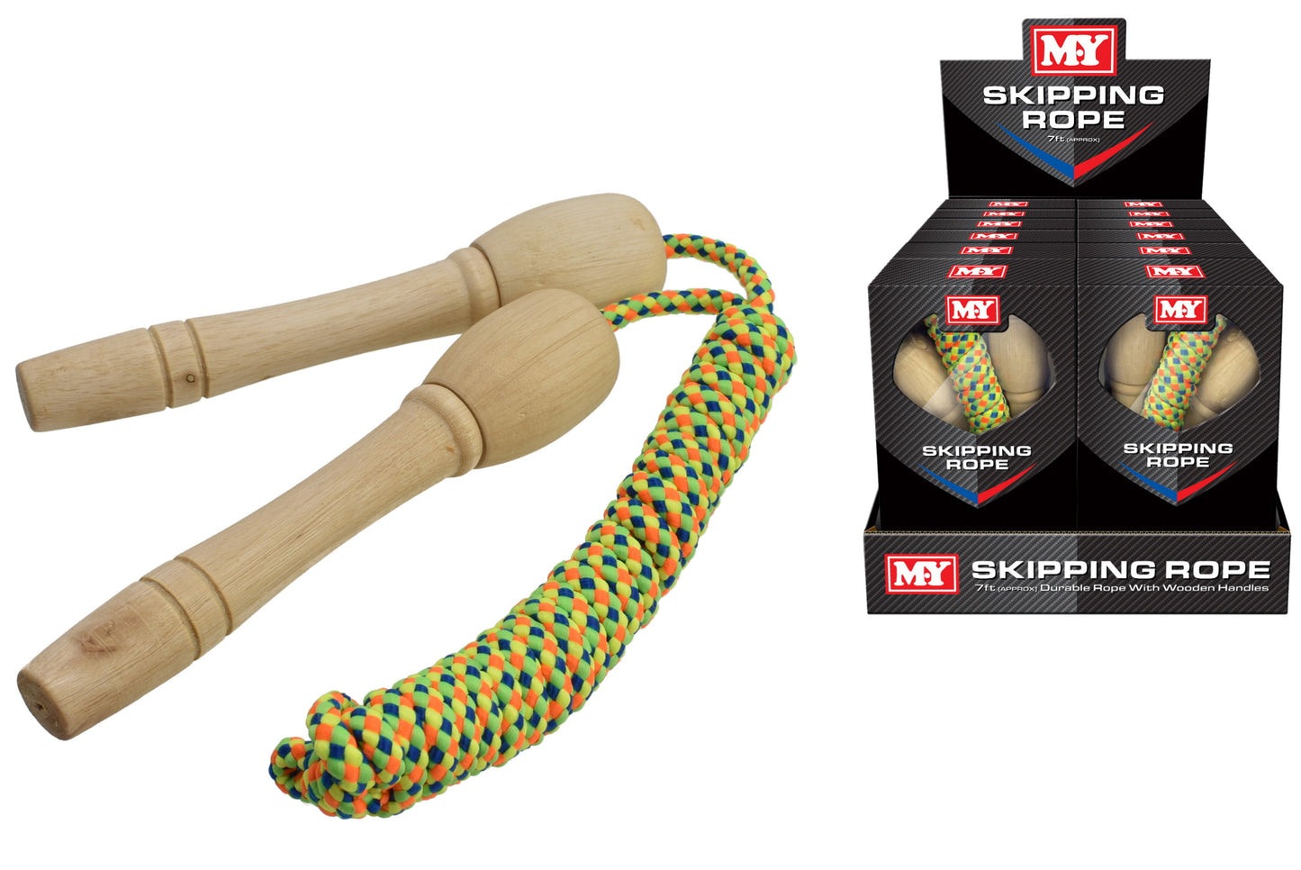 M.Y SKIPPING ROPE WITH WOODEN HANDLE APPX.7FT. TY3600 \\\KD31255