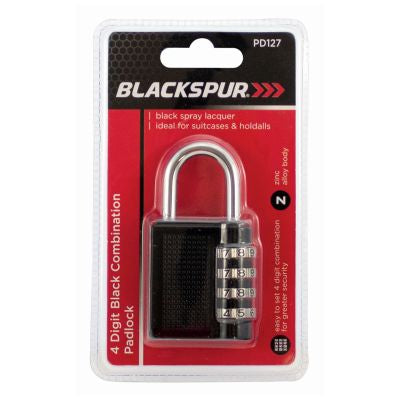 BLACKSPUR 4 DIGIT COMBINATION BLACK PADLOCK. BB-PD127 \\\KD31267