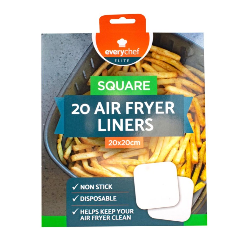 EVERY CHEF ELITE SQUARE AIR FRYER LINERS 20X 20CM 20/PK. OL323344 \\\KD31323