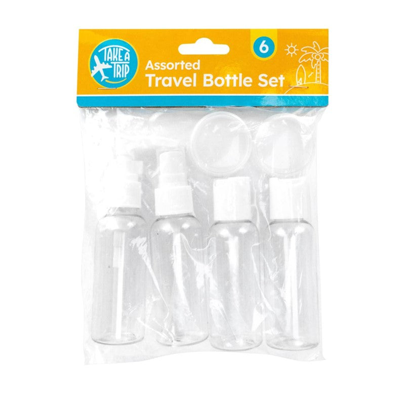 TAKE A TRIP ASSORTED TRANSPERENT TRAVEL BOTTLE SET 6/PK. OL323511 \\\KD31327
