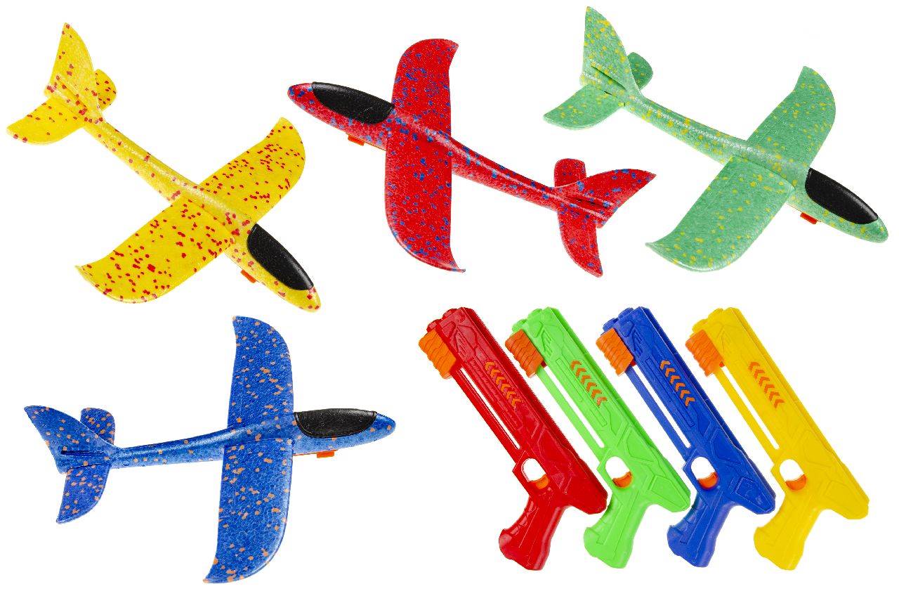 ASSORTED FOAM AEROPLANE GLIDER WITH SHOOTER GUN. LG4930 \\\KD31427