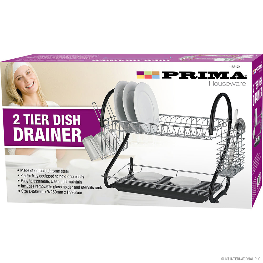 PRIMA 2 TIER DISH DRAINER BLACK 45CM X 25CM X 39.5CM. 18317C \\\KD31435