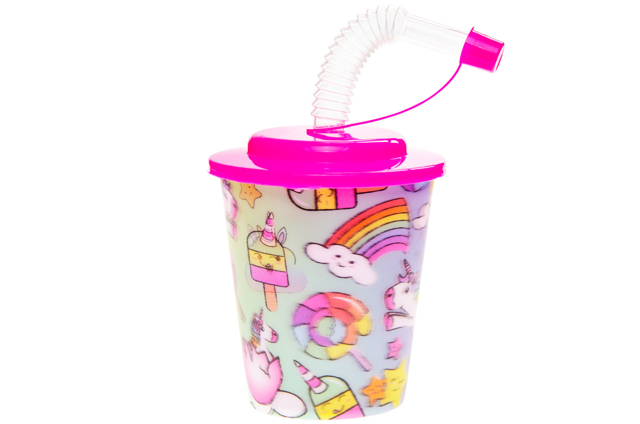 UNICORN THEME 3D CUPS WITH STRAW AND LID 12/PK. LG8171 \\\KD31446