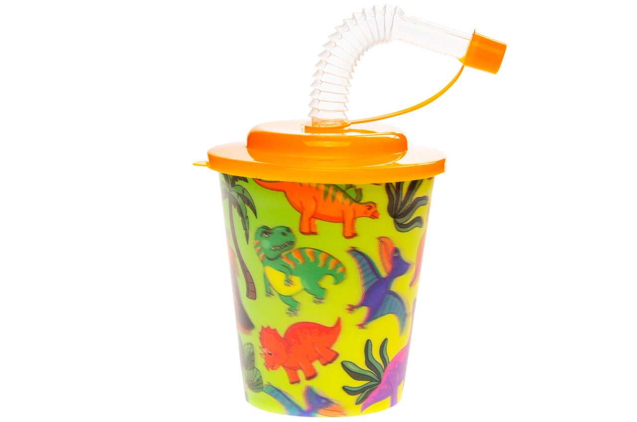 DINO THEME 3D CUPS WITH STRAW AND LID 12/PK. LG8179 \\\KD31448