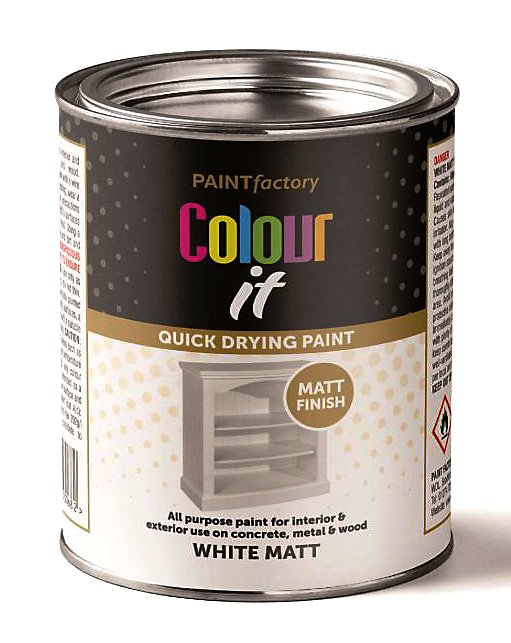 PAINT FACTORY COLOUR IT QUICK DRYING MATT WHITE PAINT 300ML. WDL3068 \\\KD31457