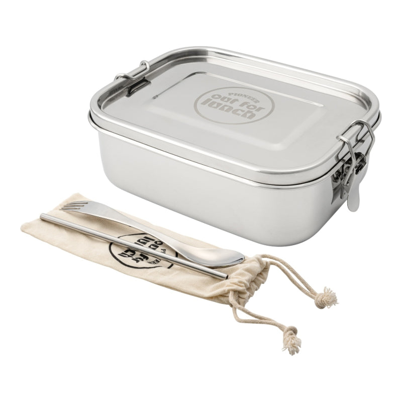 GRUNWERG OUT FOR LUNCH LEAKPROOF S/S LUNCH BOX WITH SPORK STRAW AND BAG MIRROR 800ML. SSLB-800/1 \\\KD31508