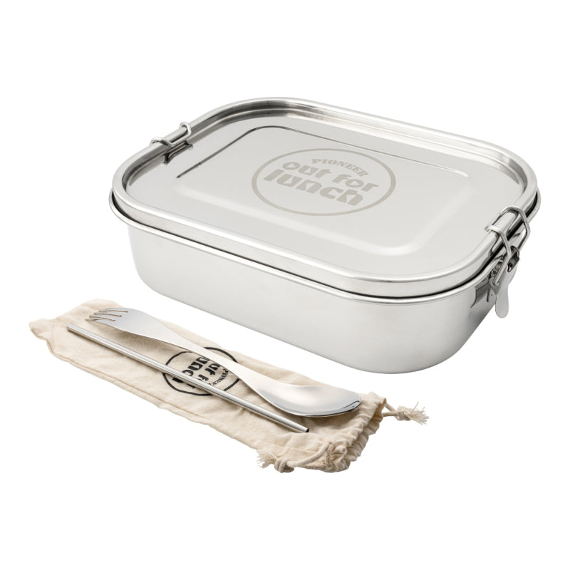 GRUNWERG OUT FOR LUNCH LEAKPROOF S/S LUNCH BOX WITH SPORK STRAW AND BAG MIRROR 1.4LTR. SSLB-1400/1 \\\KD31510
