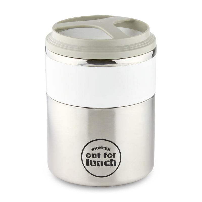 GRUNWERG OUT FOR LUNCH S/S VACUUM INSULATED LUCH BOX SINGLE COMPARTMENT 1LTR -GREY. HIB-1000/W \\\KD31515