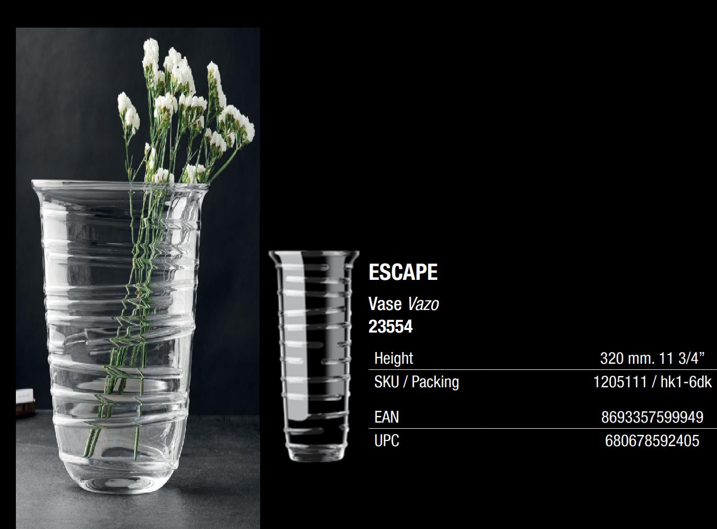 PASABAHCE CRYSTALLIN ESCAPE VASE 32CM. 23554 \\\KD31549