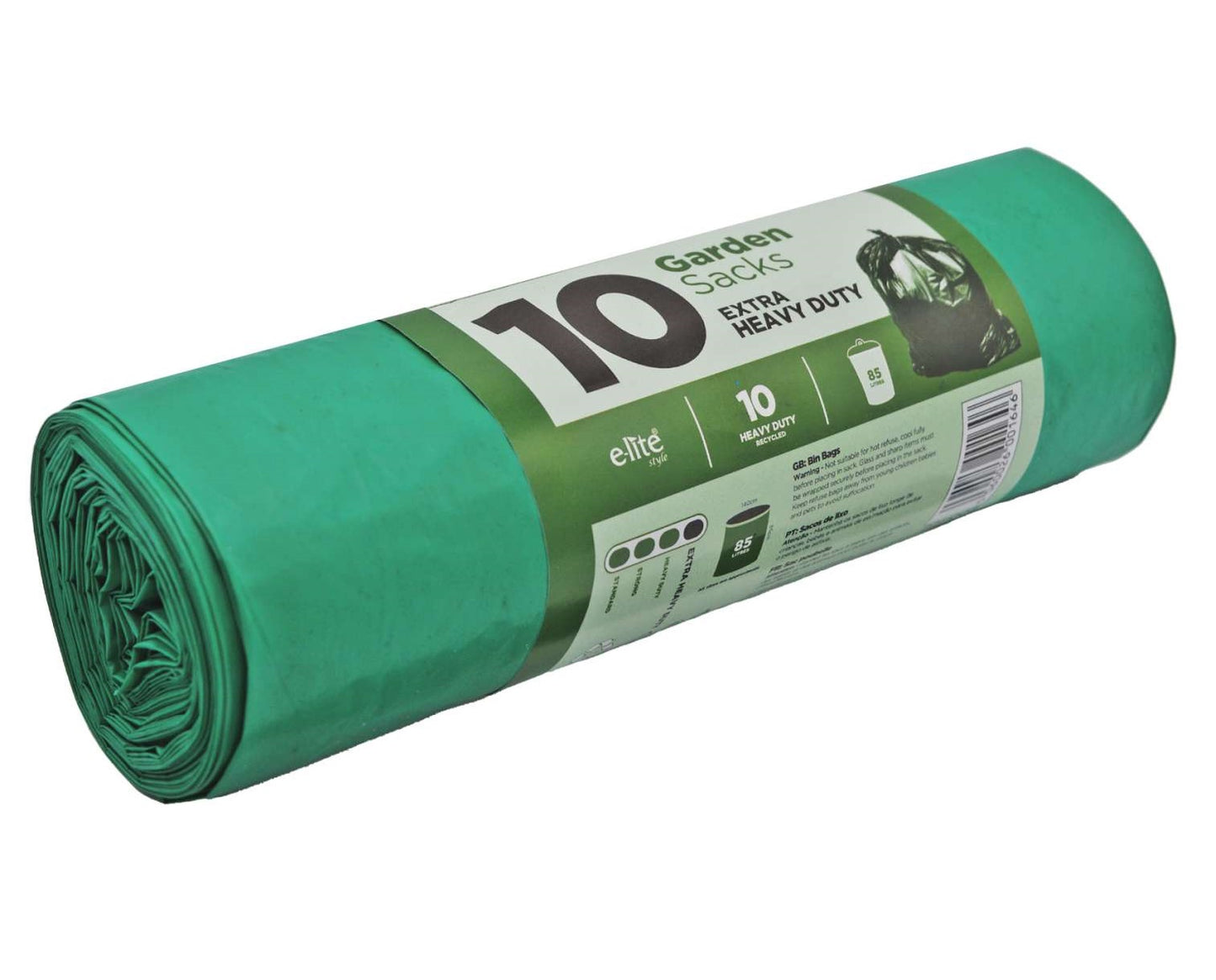 ELITE HEAVY DUTY GREEN GARDEN REFUSE SACK / BIN BAG 85L 10/PK. 2211008 \\\KD31600
