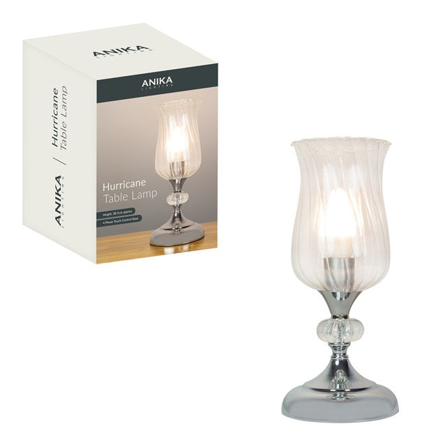 ANIKA HURRICANE TABLE LAMP IN CHROME 28CM. BML62519 \\\KD31619