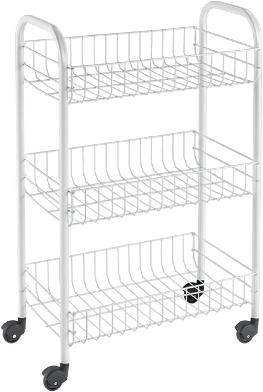 METALTEX SPRINTER 3 TIER WHITE BASKET TROLLEY 41 X 61 X 23CM. 9380000270 \\\KD31631