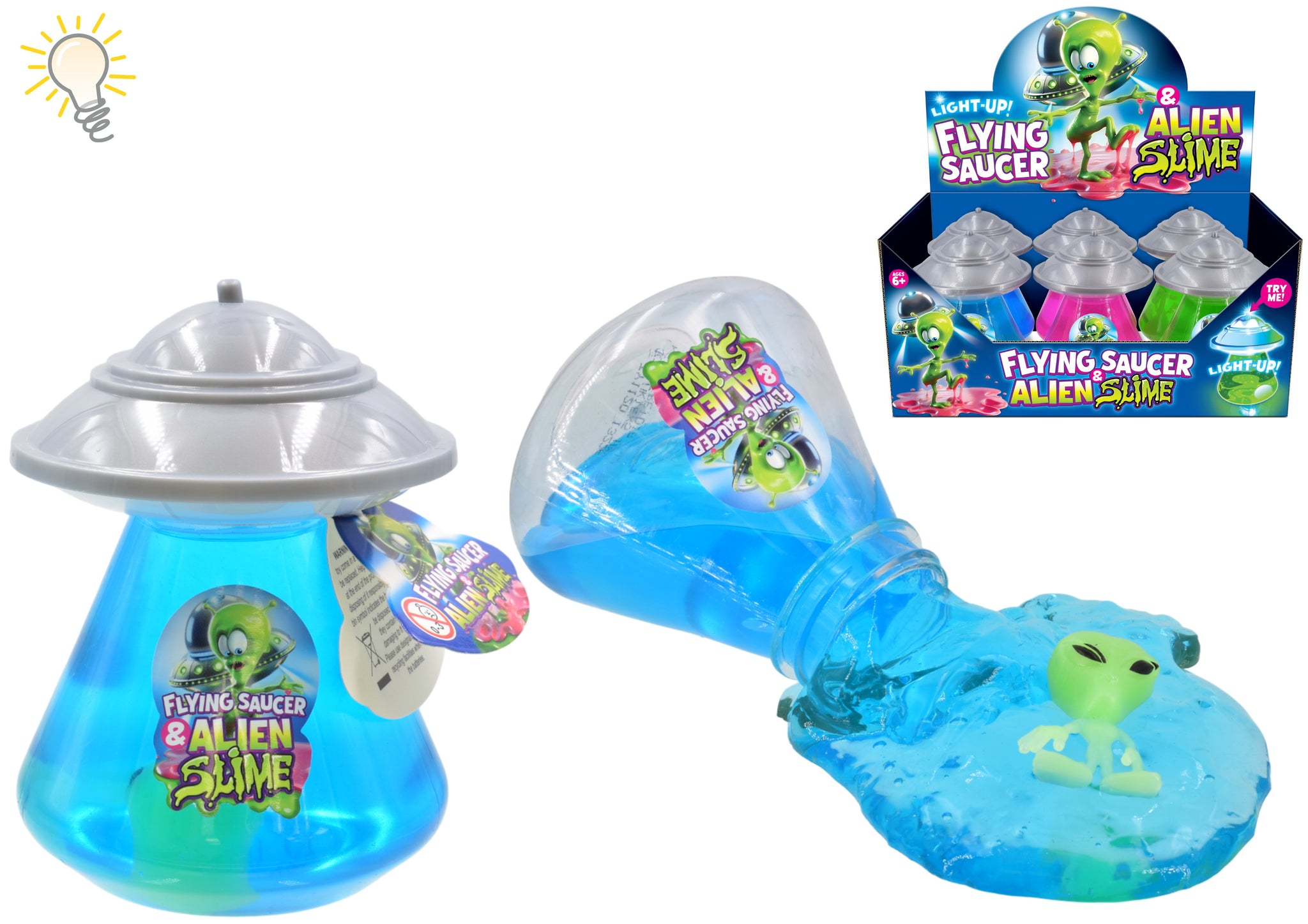 LIGHT UP FLYING SAUCER WITH ALIEN SLIME POT 190GM. TY1120 \\\KD31669