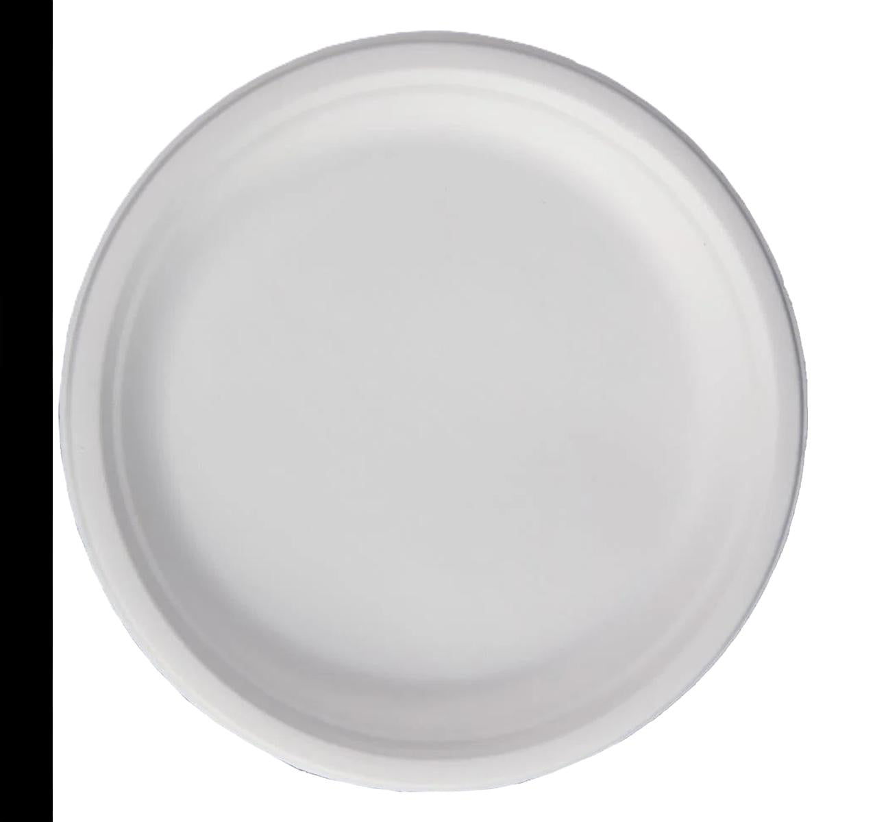 NATURAL LEAF BAGASSE BIODEGRADABLE ROUND PLATE 7" / 18CM 50/PK. 10340.07 \\\KD31698