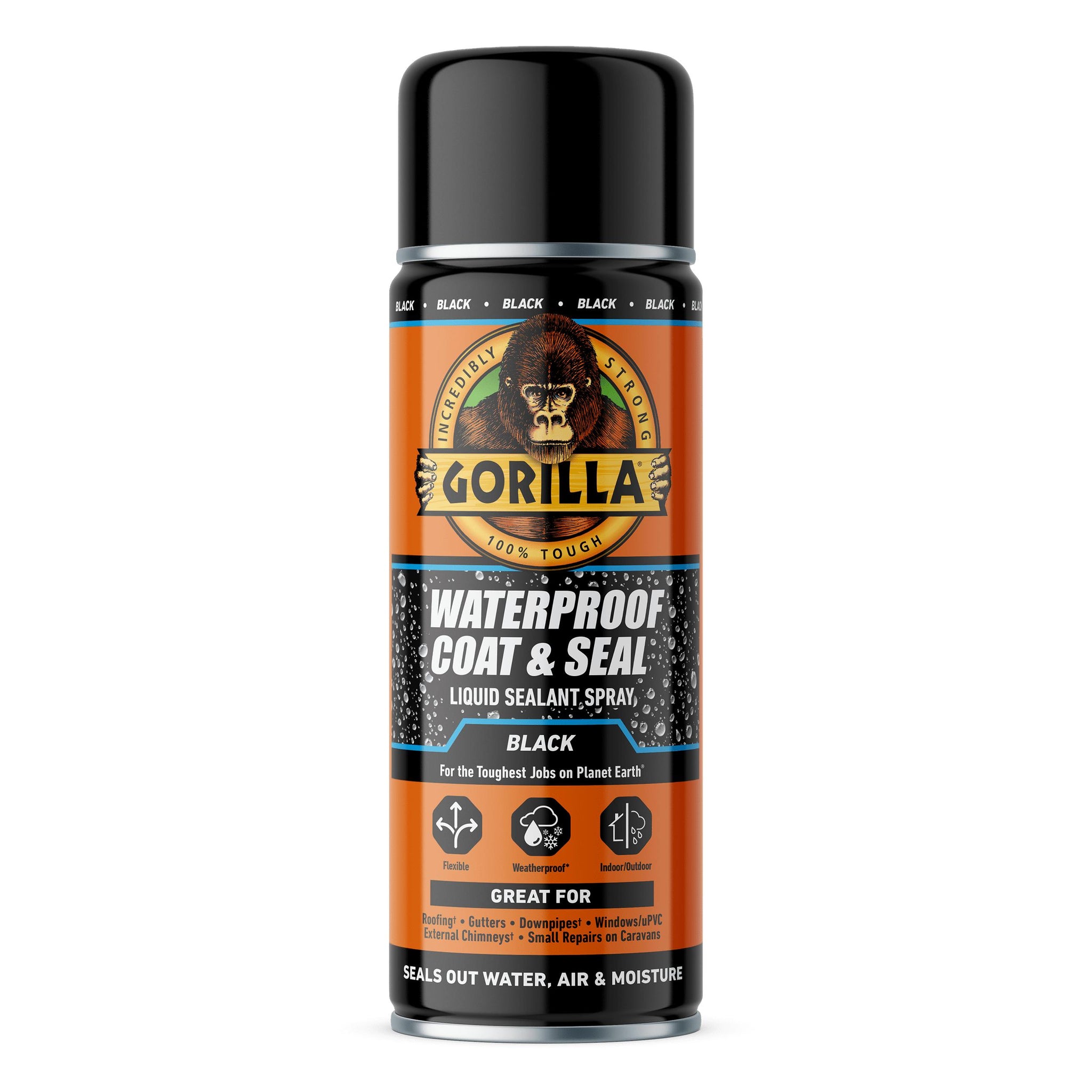GORILLA WATERPROOF COAT & SEAL LIQUID SEALANT SPRAY BLACK 450ML. 115173 \\\KD31709
