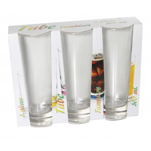 DIAMOND TUBE GLASS TUMBLERS 300ML 3/PK. GSA028 PM0080P \\\KD31767