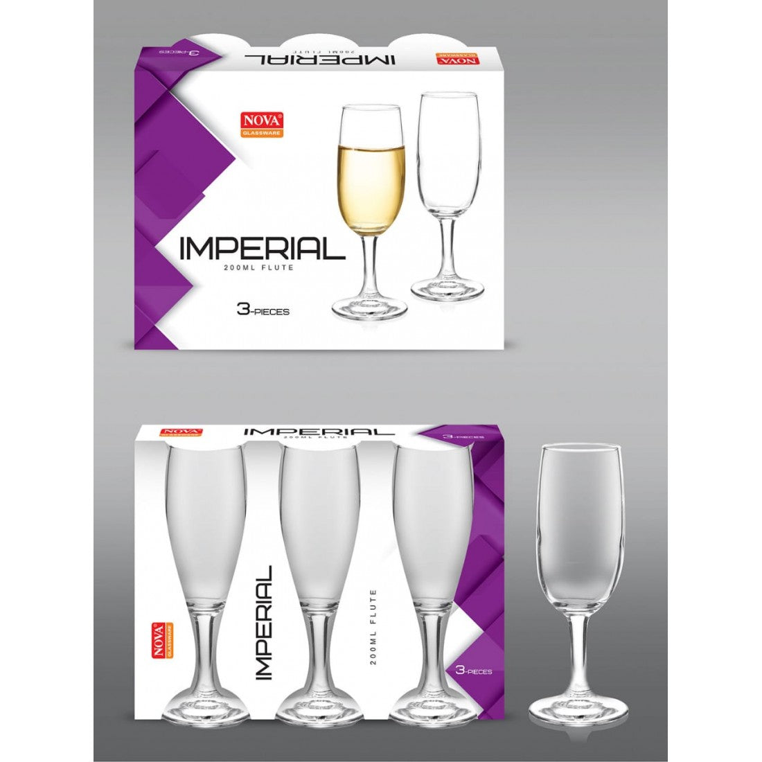 NOVA IMPERIAL GLASS FLUTE 200ML 3/PK. GPK053 \\\KD31768