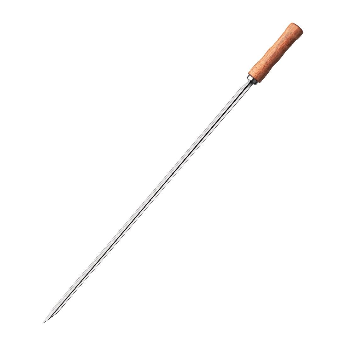 STAINLESS STEEL BBQ SKEWERS WITH WOODEN HANDLE 52CM X 7CM. HUB1049 \\\KD31772
