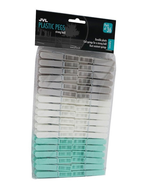 JVL EXTRA STRONG RUST RESISTANT PLASTIC CLOTHE PEGS 36/PK. 19-280 \\\KD31788