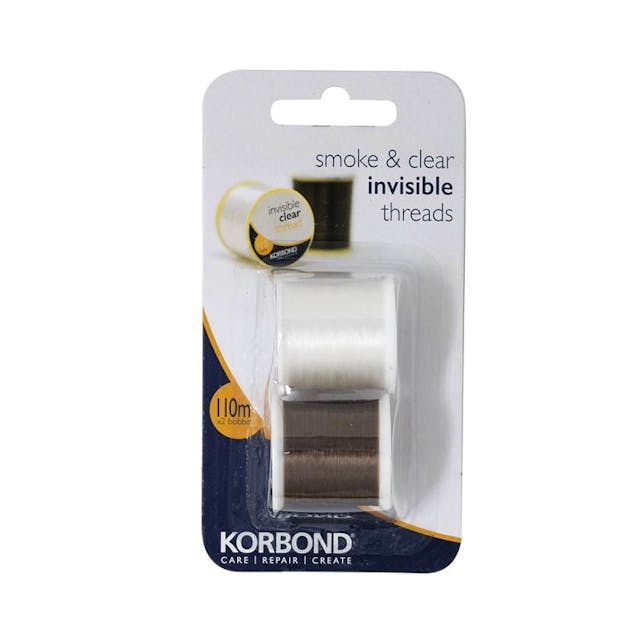 KORBOND INVISIBLE SMOKE AND CLEAR NYLON THREAD 110MTR 2/PK. K110055 \\\KD31853