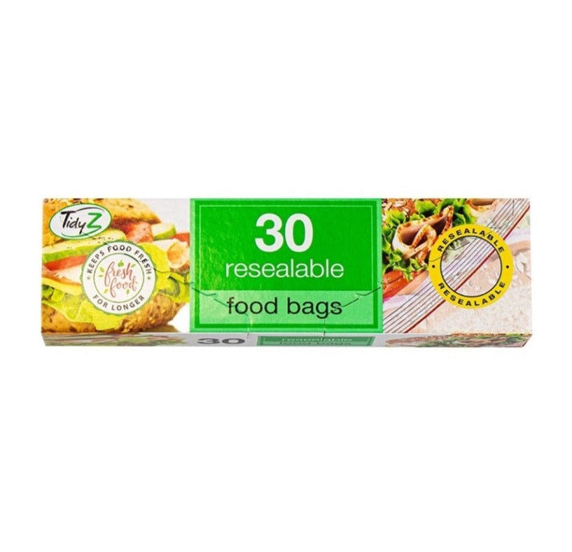 TIDYZ EXTRA VALUE FOOD & FREEZER BAGS 30/PK. B0372 \\\KD31873