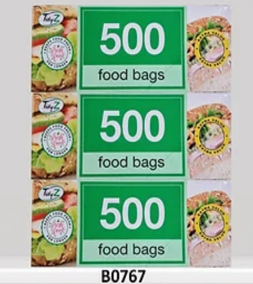 TIDYZ EXTRA VALUE FOOD & FREEZER BAGS 500/PK. B0767 \\\KD31875