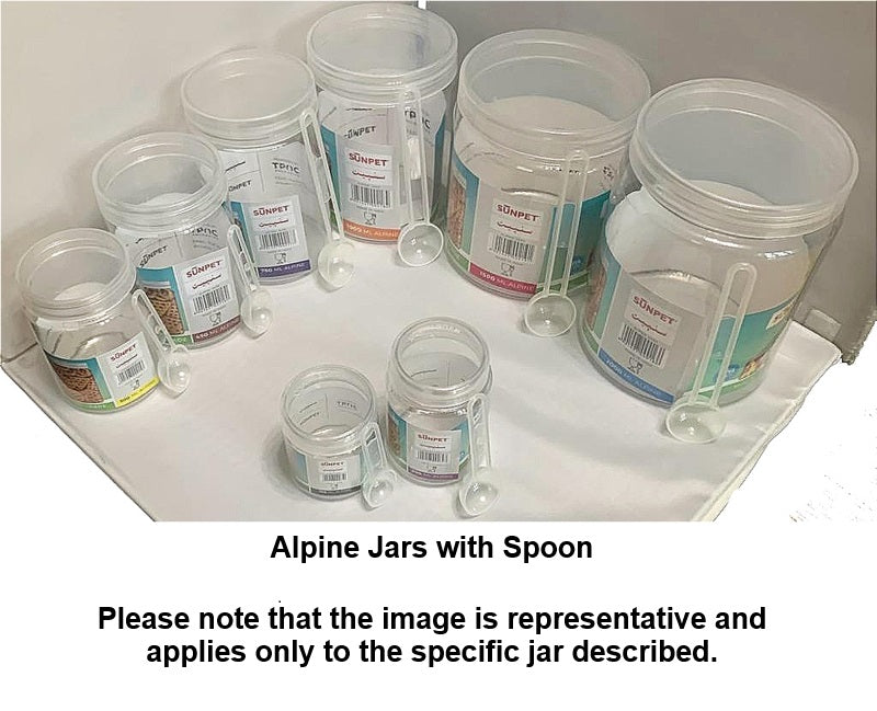 SUNPET ALPINE PLASTIC FOOD STORAGE ROUND JAR WITH 135MM SPOON 750ML. VAJ0750-1 \\\KD31884