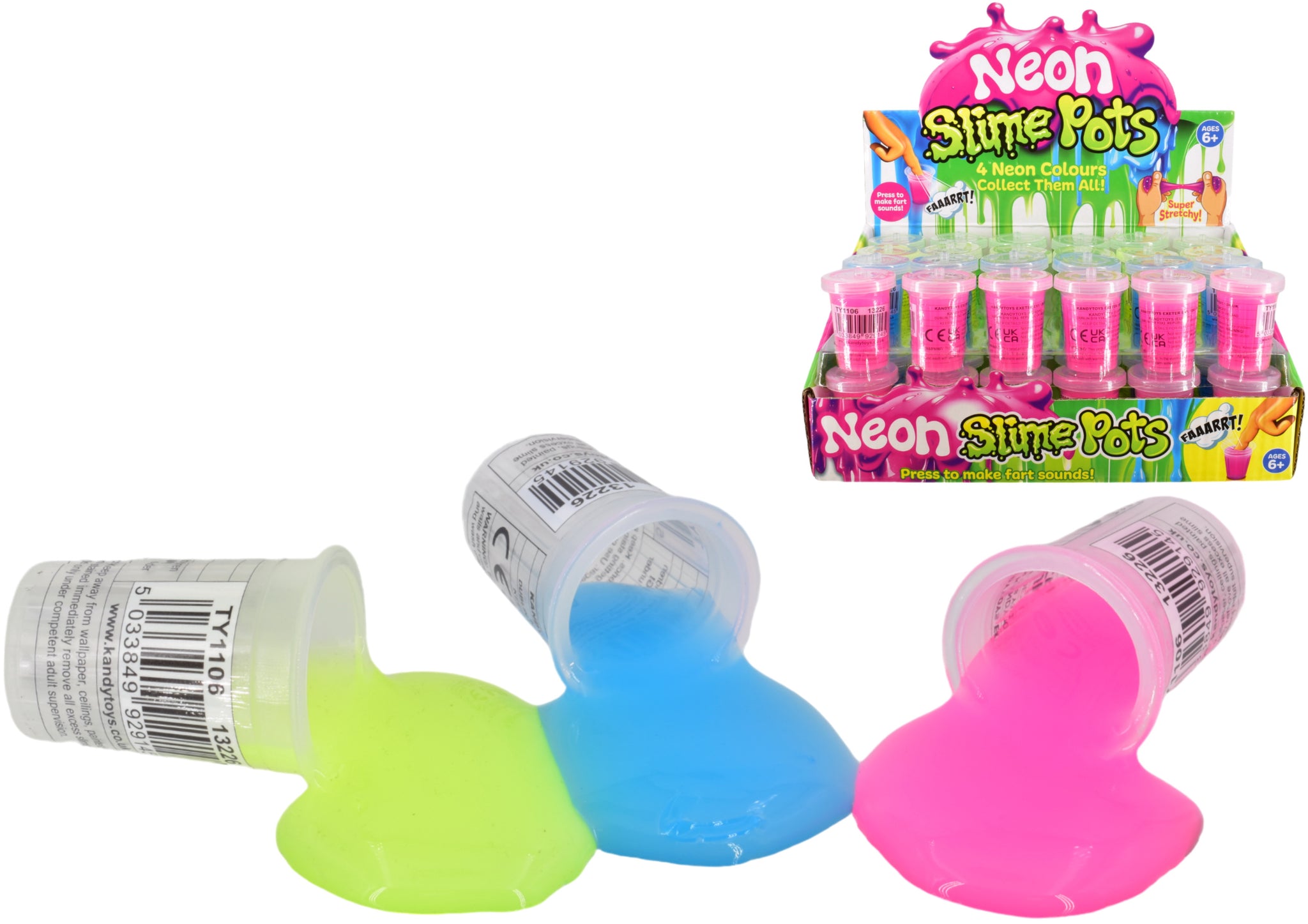 ASSORTED NEON SUPER STRETCHY SLIME PUTTY 10GM 48/PK. TY1106 \\\KD31902