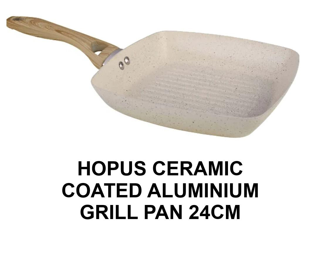 HOPUS CERAMIC COATED ALUMINIUM GRILL PAN 24CM. H-PD-GPW-24 \\\KD31965