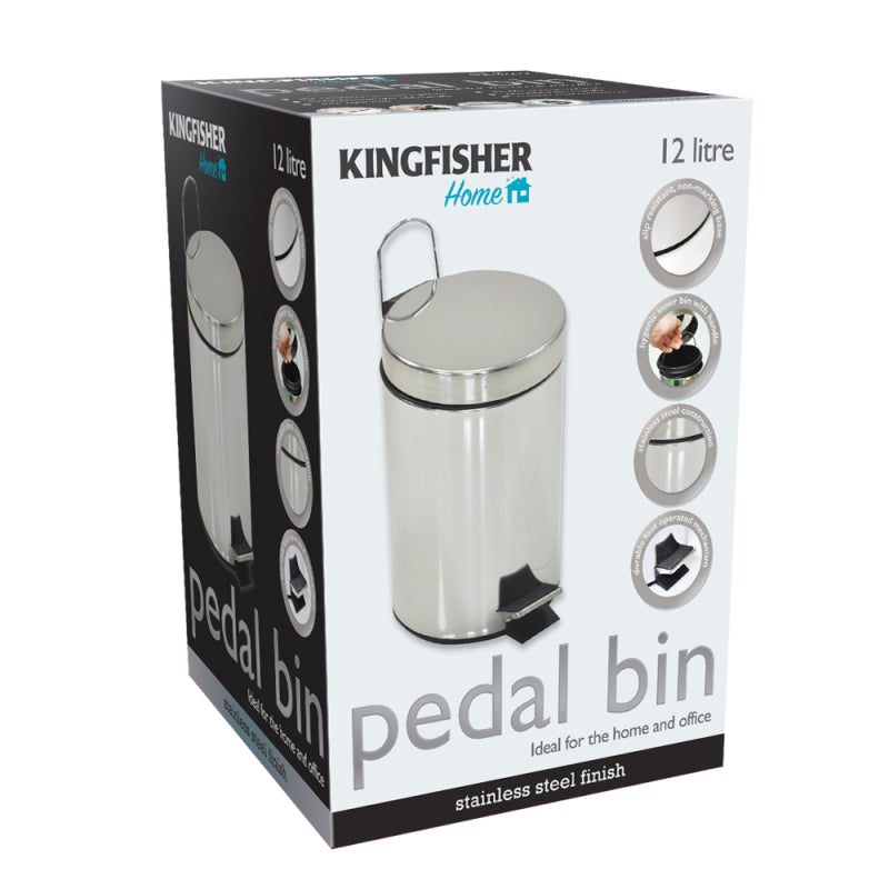 KINGFISHER STAINLESS STEEL PEDAL BIN 12LTR. PED200 \\\KD31976
