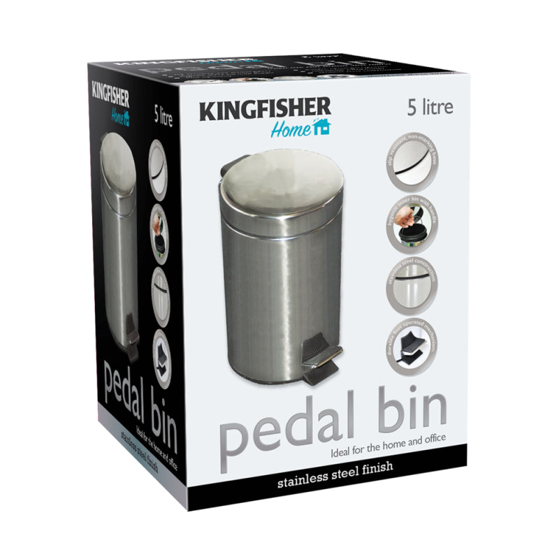 KINGFISHER STAINLESS STEEL PEDAL BIN 5LTR. PED500 \\\KD31977