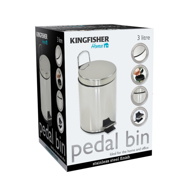 KINGFISHER STAINLESS STEEL PEDAL BIN 3 LTR. PED100 \\\KD31979