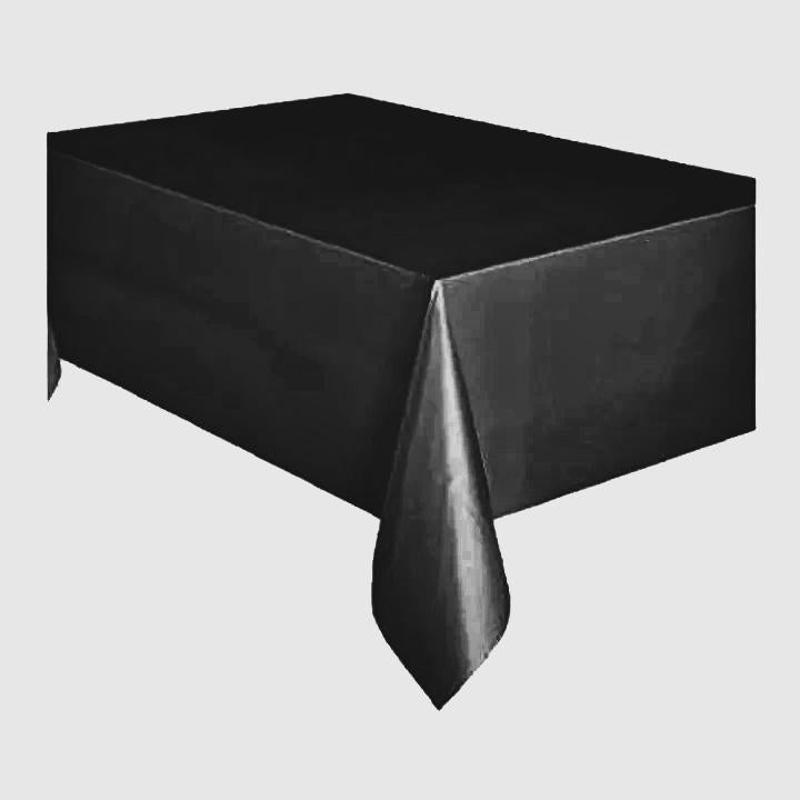 BLACK REUSABLE PLASTIC TABLE COVER 137CM X 274CM. AJ003 \\\KD31992